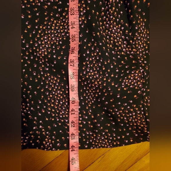 NWOT Kate Spade Meadow Smocked Back Shirtdress. Black. Orange, pink floral. 2. - Picture 16 of 16